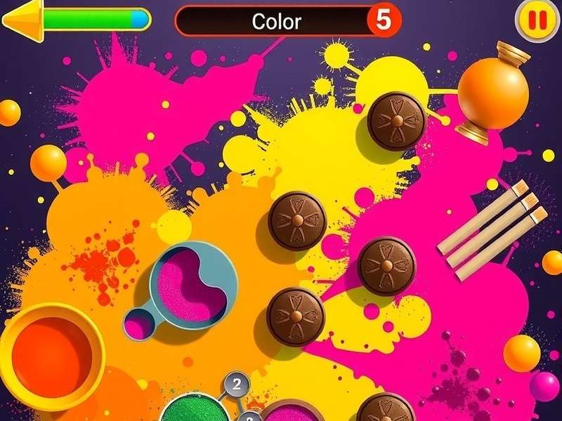 Puja Color Splash gameplay showing color matching mechanics