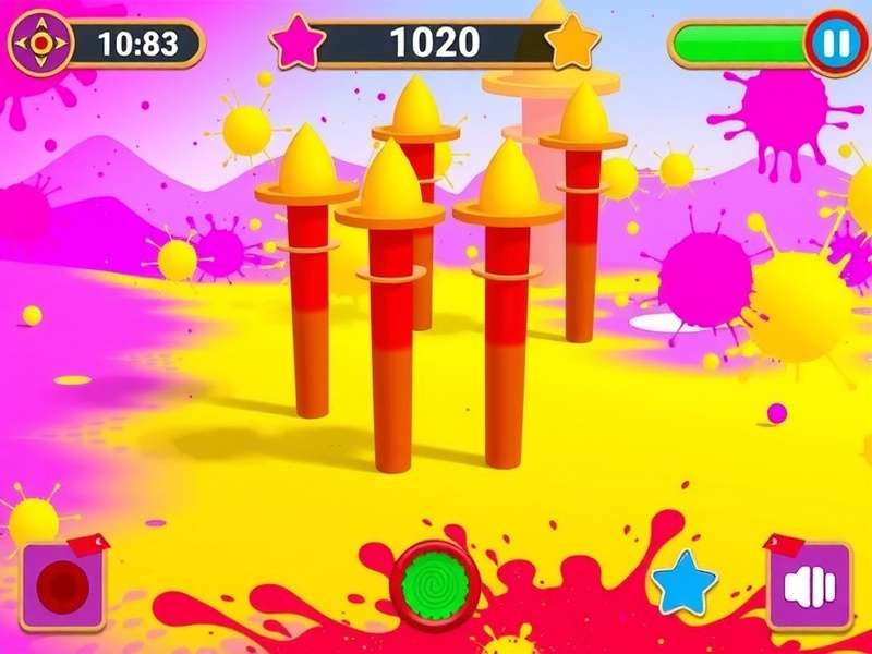 Puja Color Splash game screenshot showing vibrant Holi colors